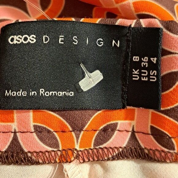 Asos Design Geometric Hippie Design Slim Flare Pants Red/Brown NWOT 4 - Picture 11 of 12